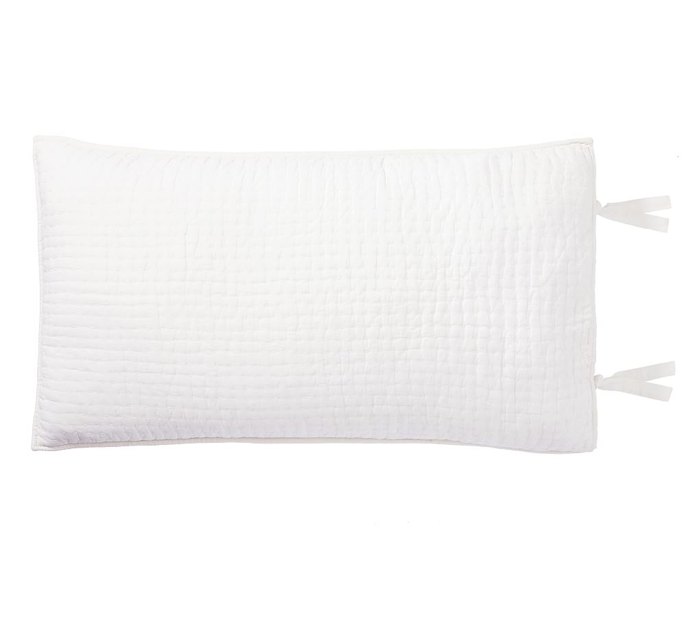 Pick-Stitch Handcrafted Cotton/Linen Quilted Sham White King