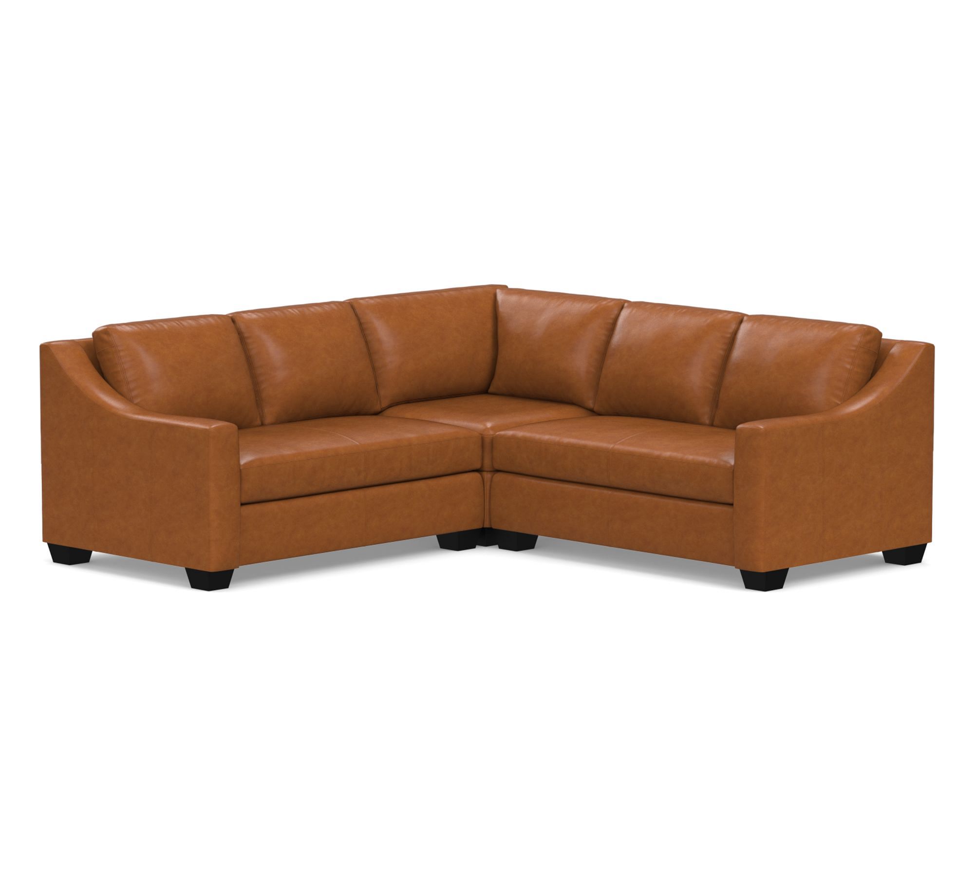 York Slope Arm Leather 3-Piece L-Shaped Sectional (94")