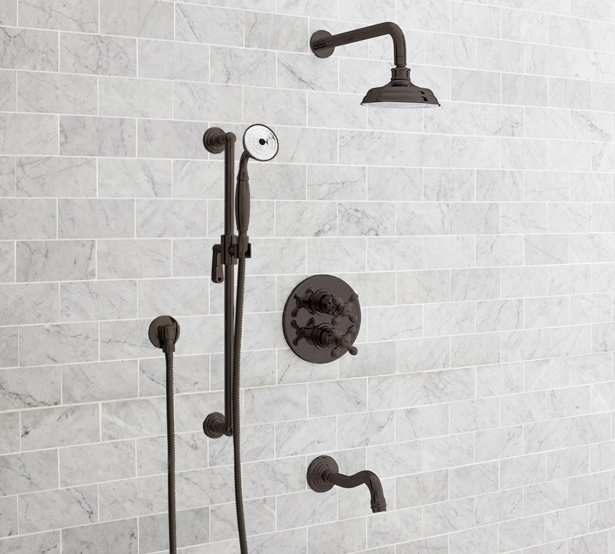 Langford Cross Handle Thermostatic Bathtub & Shower Set with Handshower