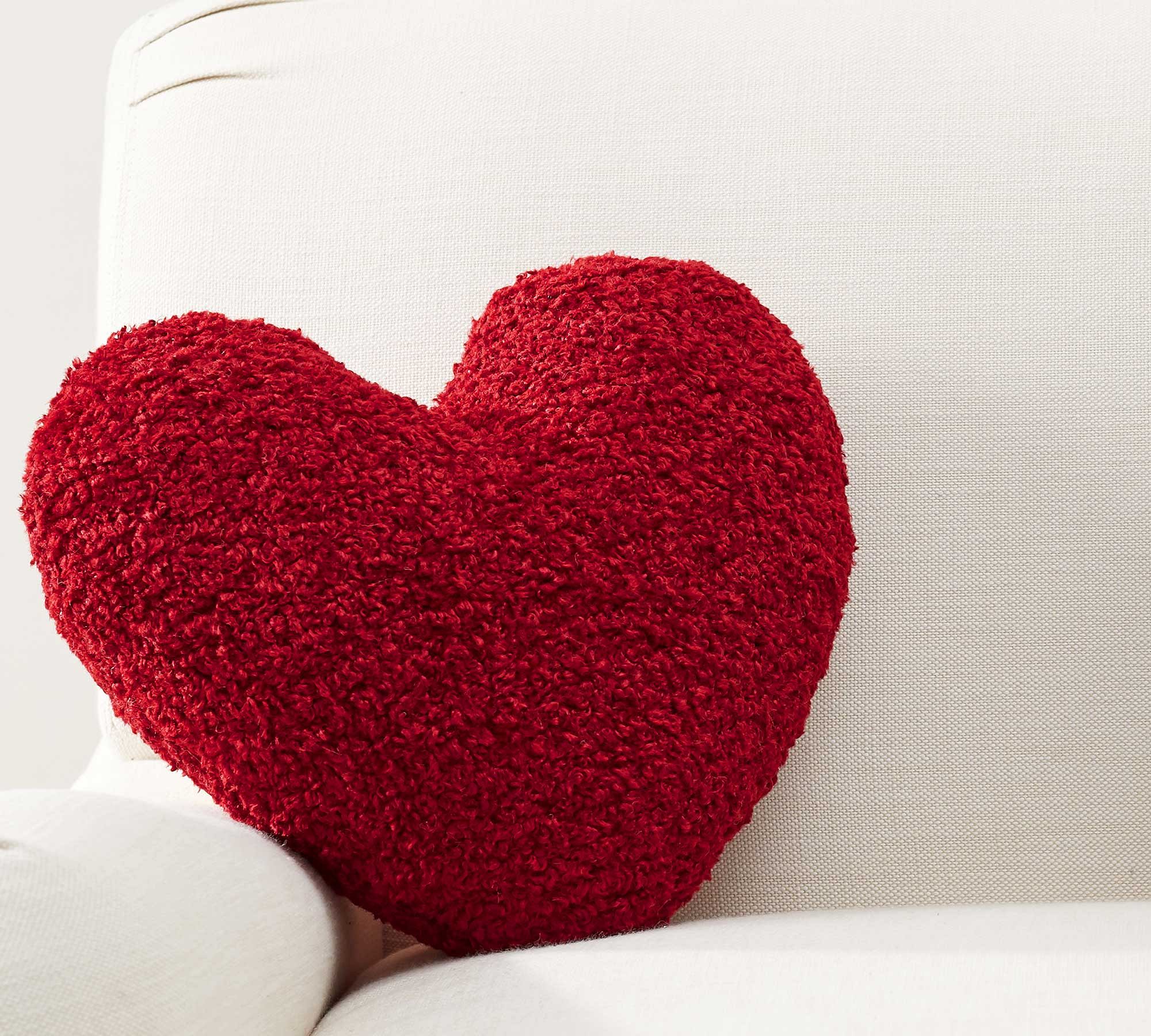 Cozy Teddy Faux Fur Heart Shaped Pillow