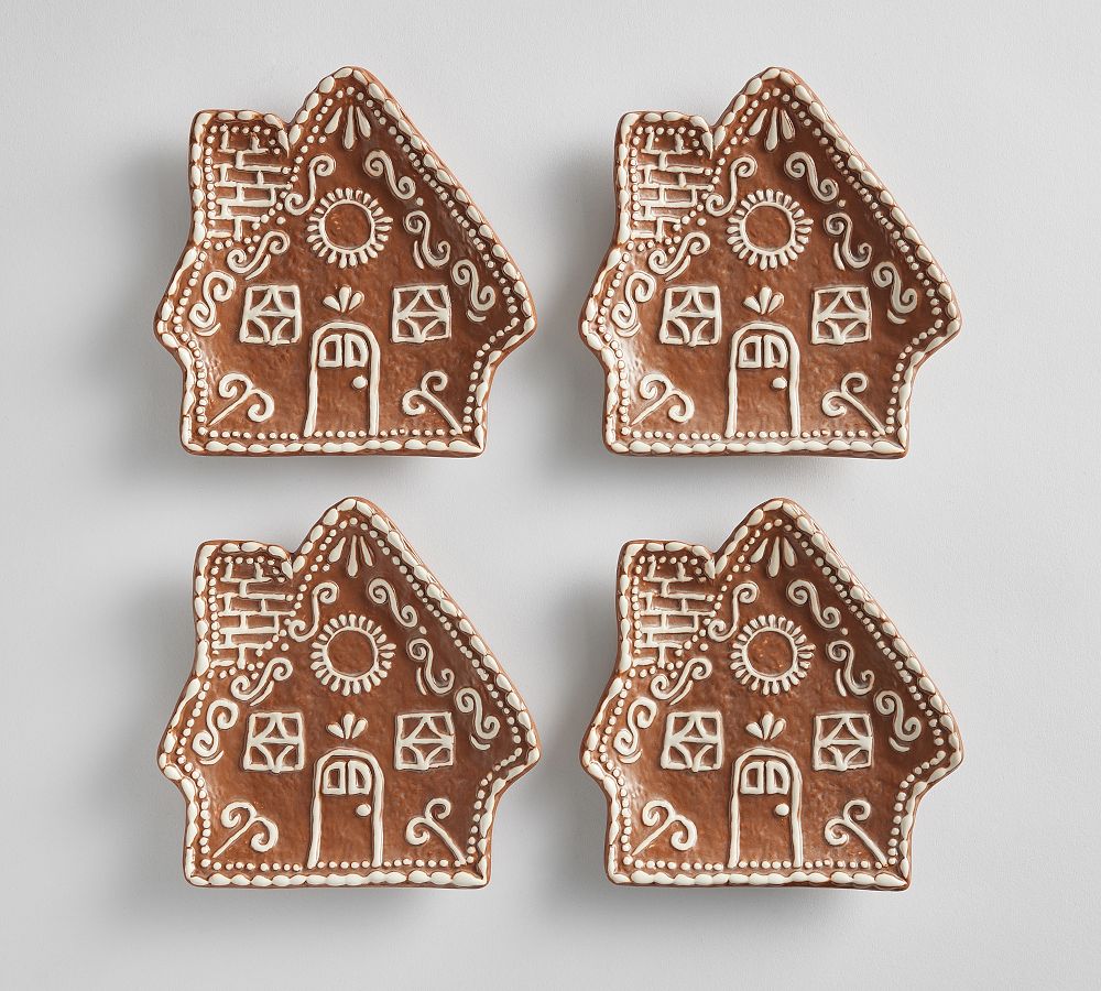 Gingerbread House Stoneware Appetizer Plates - Set of 4