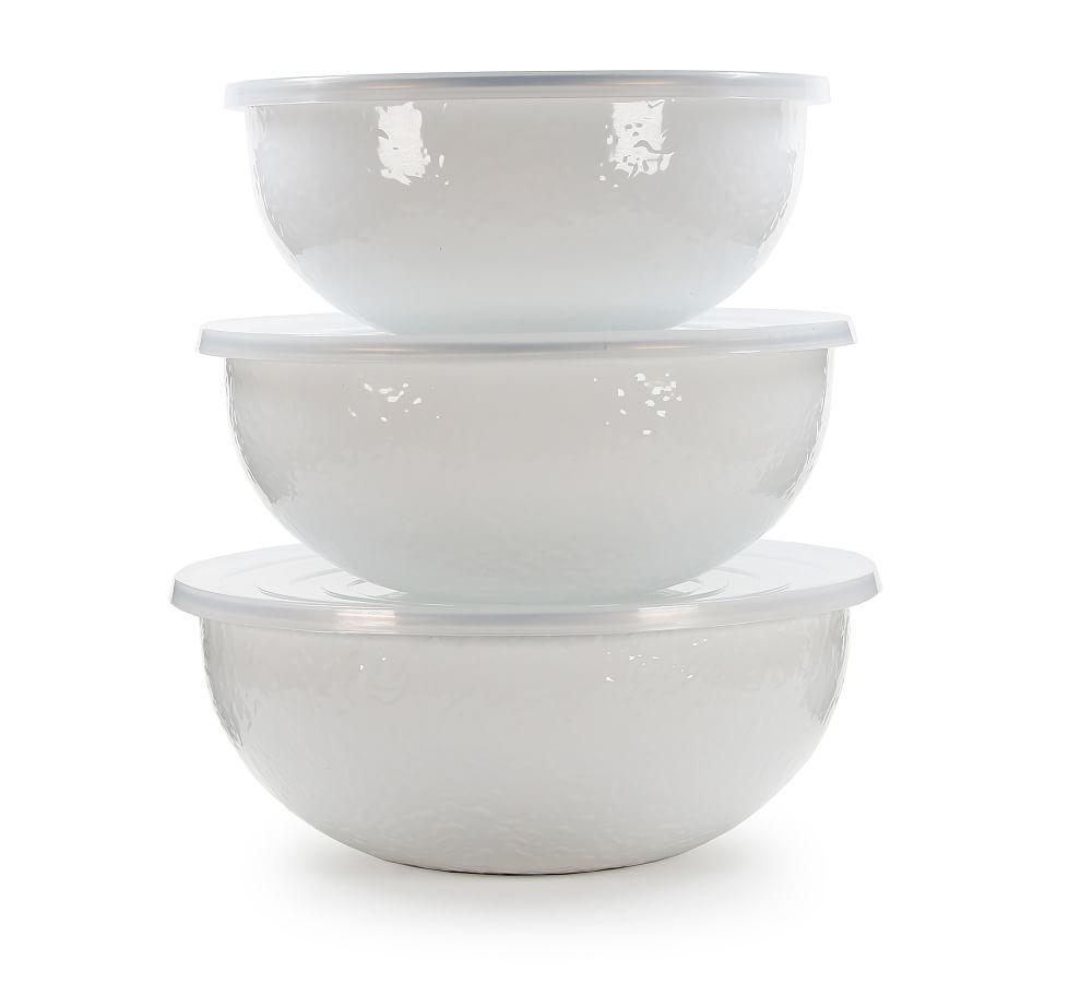 Golden Rabbit Enamel Lidded Mixing Bowls - Set of 3