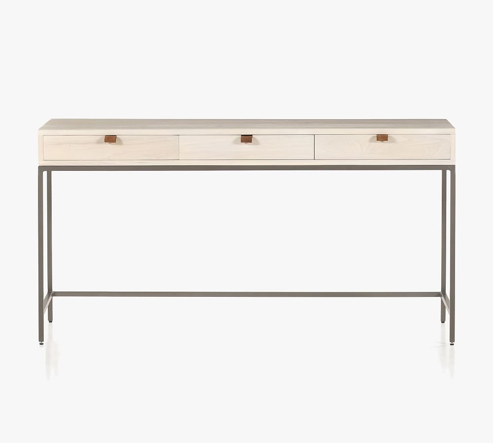 Dove Poplar Contemporary White Home Office Desk with 3 Drawers