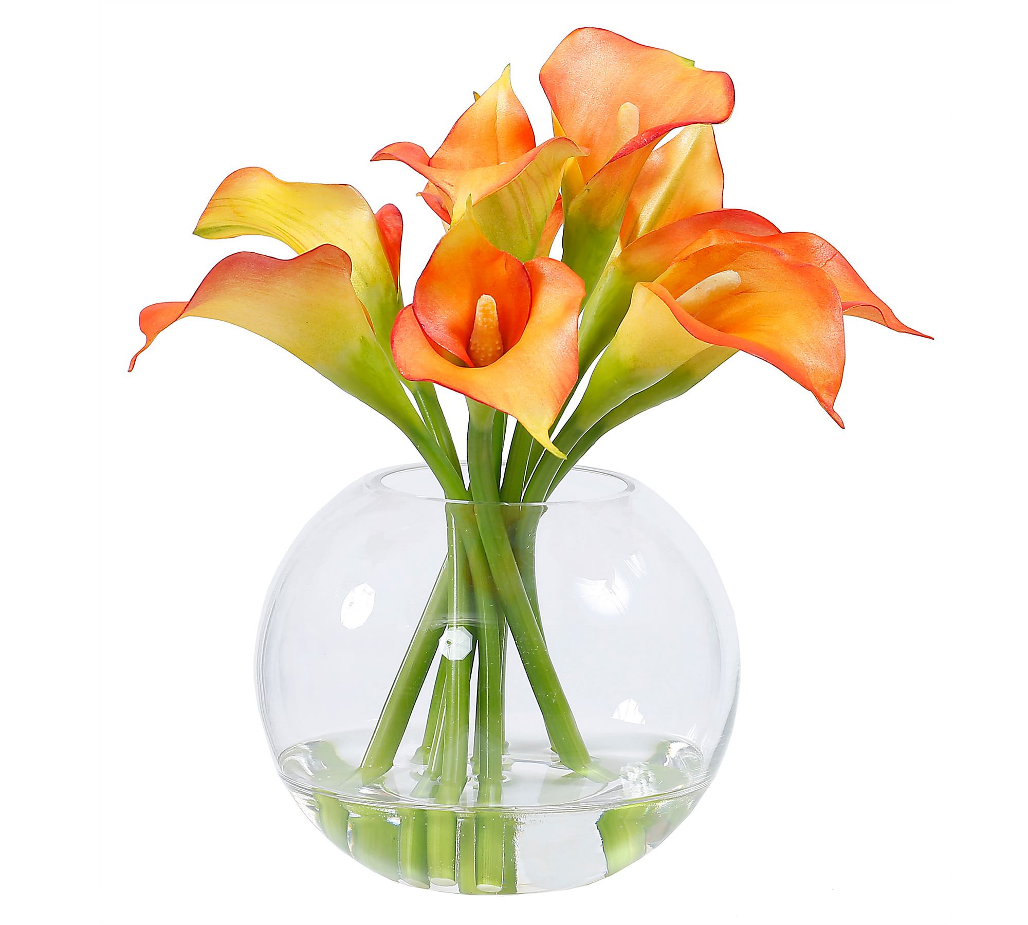 Faux Calla Lily Glass Bowl