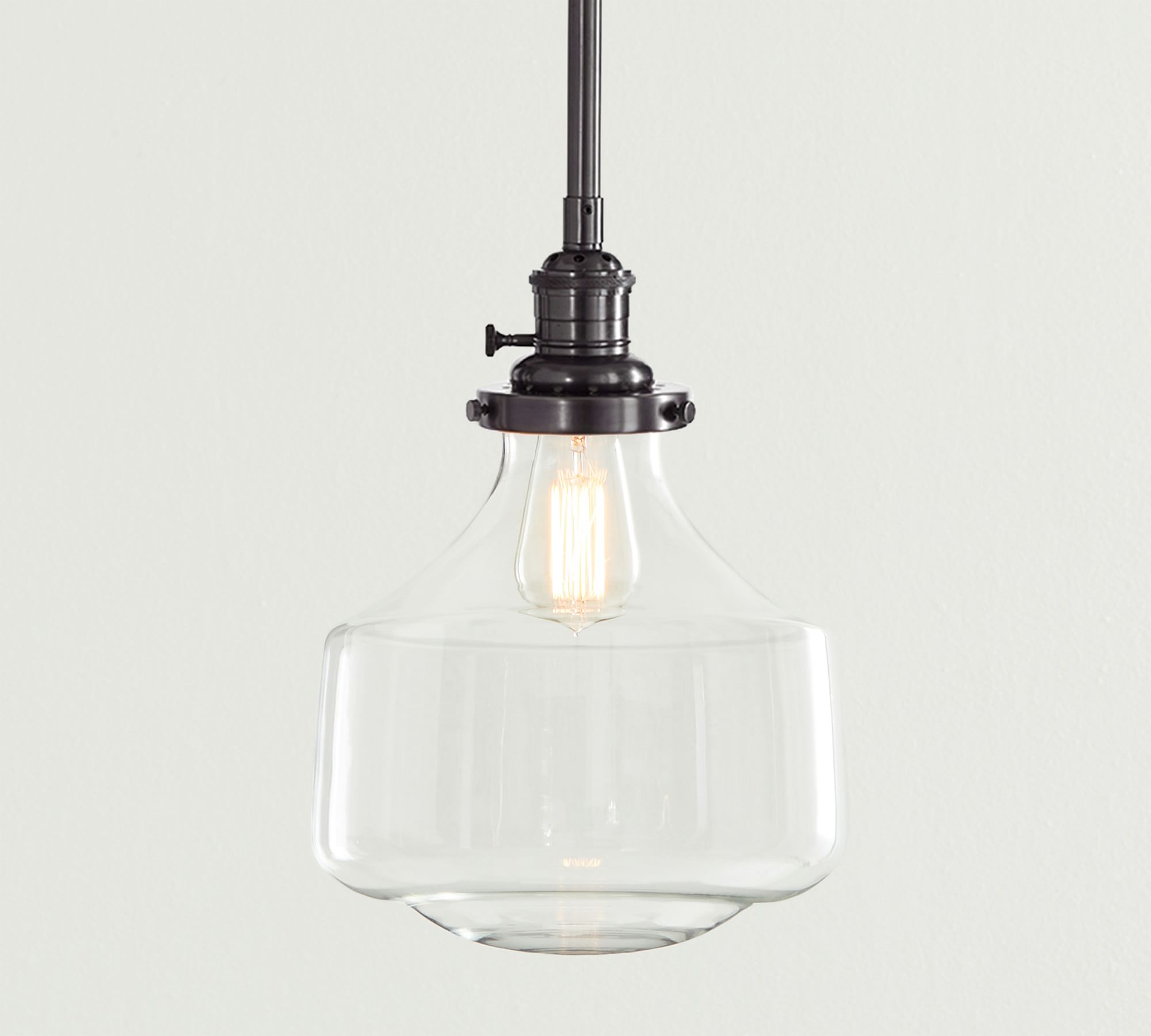 Schoolhouse Glass Pole Pendant (8"-12")