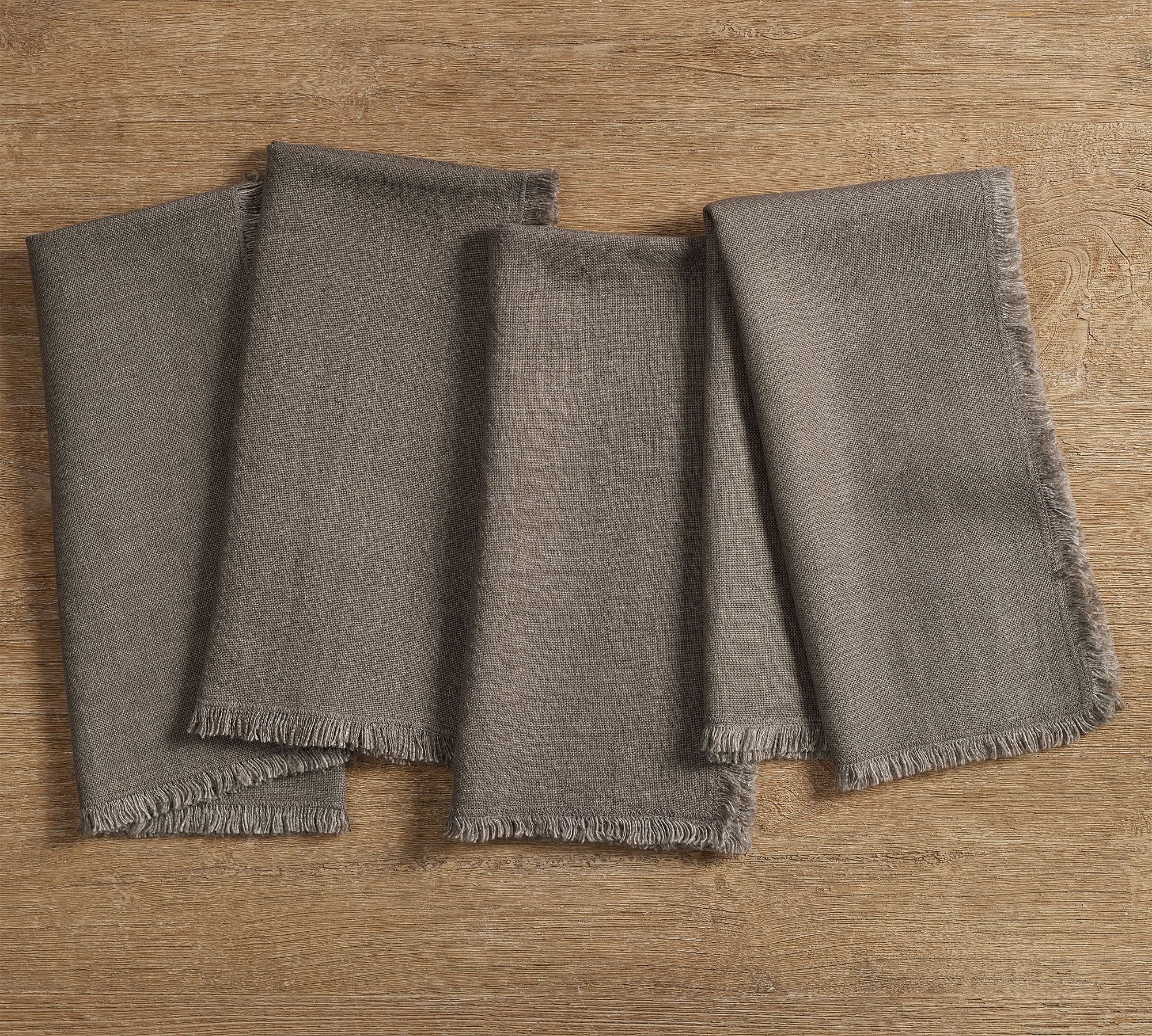 Frayed Oversized Linen Napkins - Set of 4