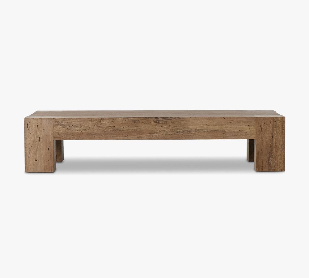Rustic Oak 70" Rectangular Wood Coffee Table with Storage