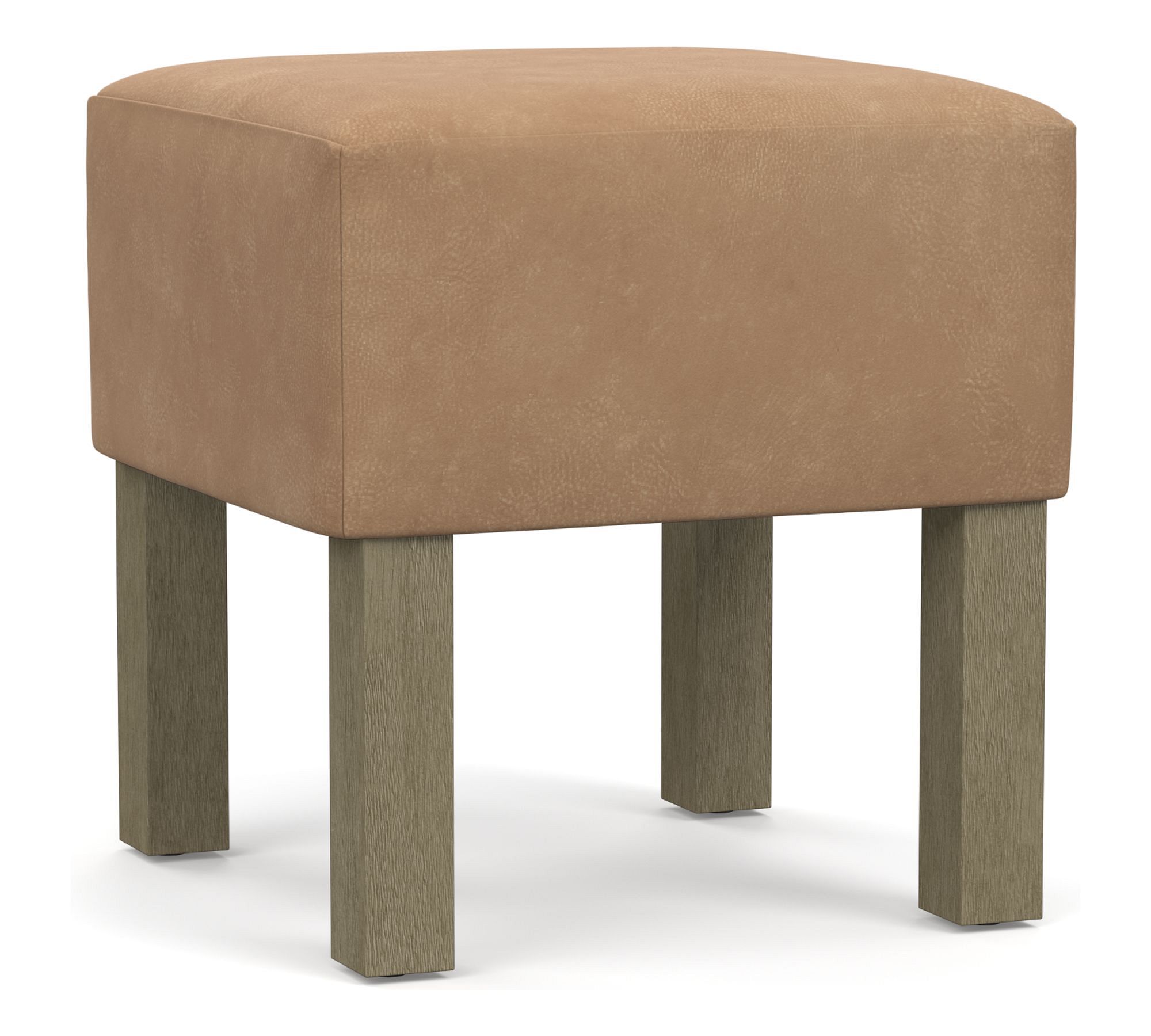 Arden Leather Stool with Wood Legs