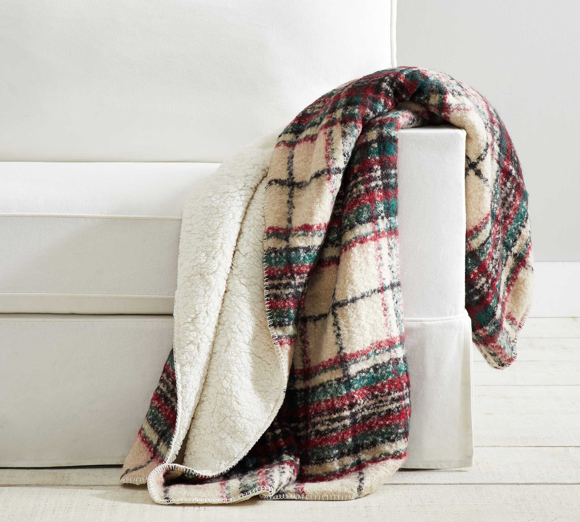 Lodge Plaid Sherpa Back Throw