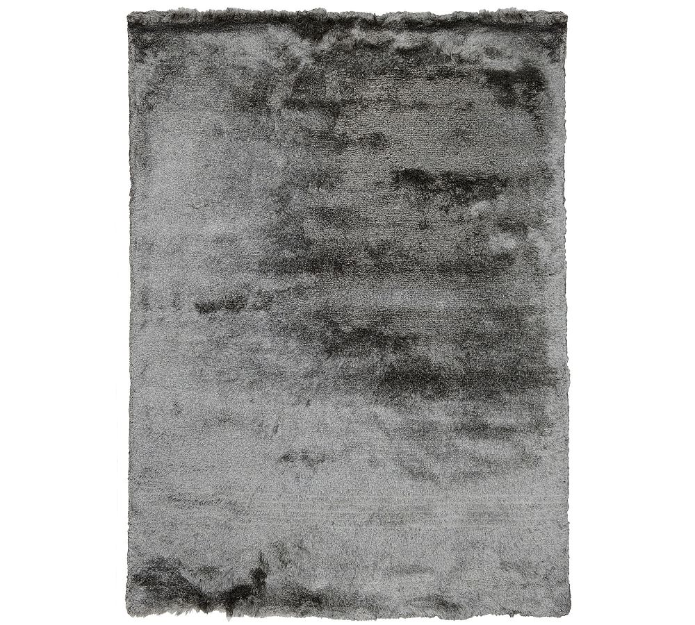 Handwoven Dark Gray Cotton Shag Area Rug, 5 x 8'