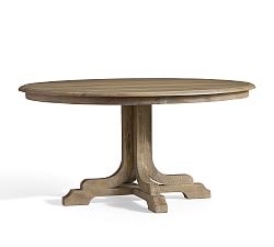 Linden Round Pedestal Dining Table, Belgian Gray, 60" D