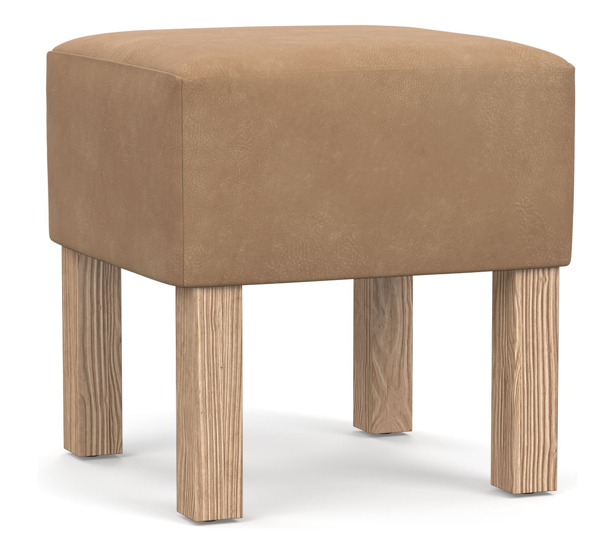 Arden Leather Stool with Wood Legs