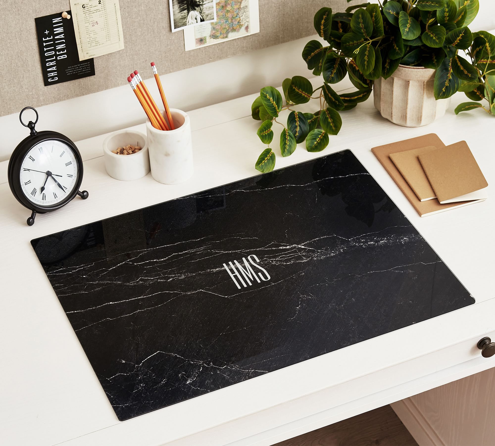 Black Marble Desk Blotter