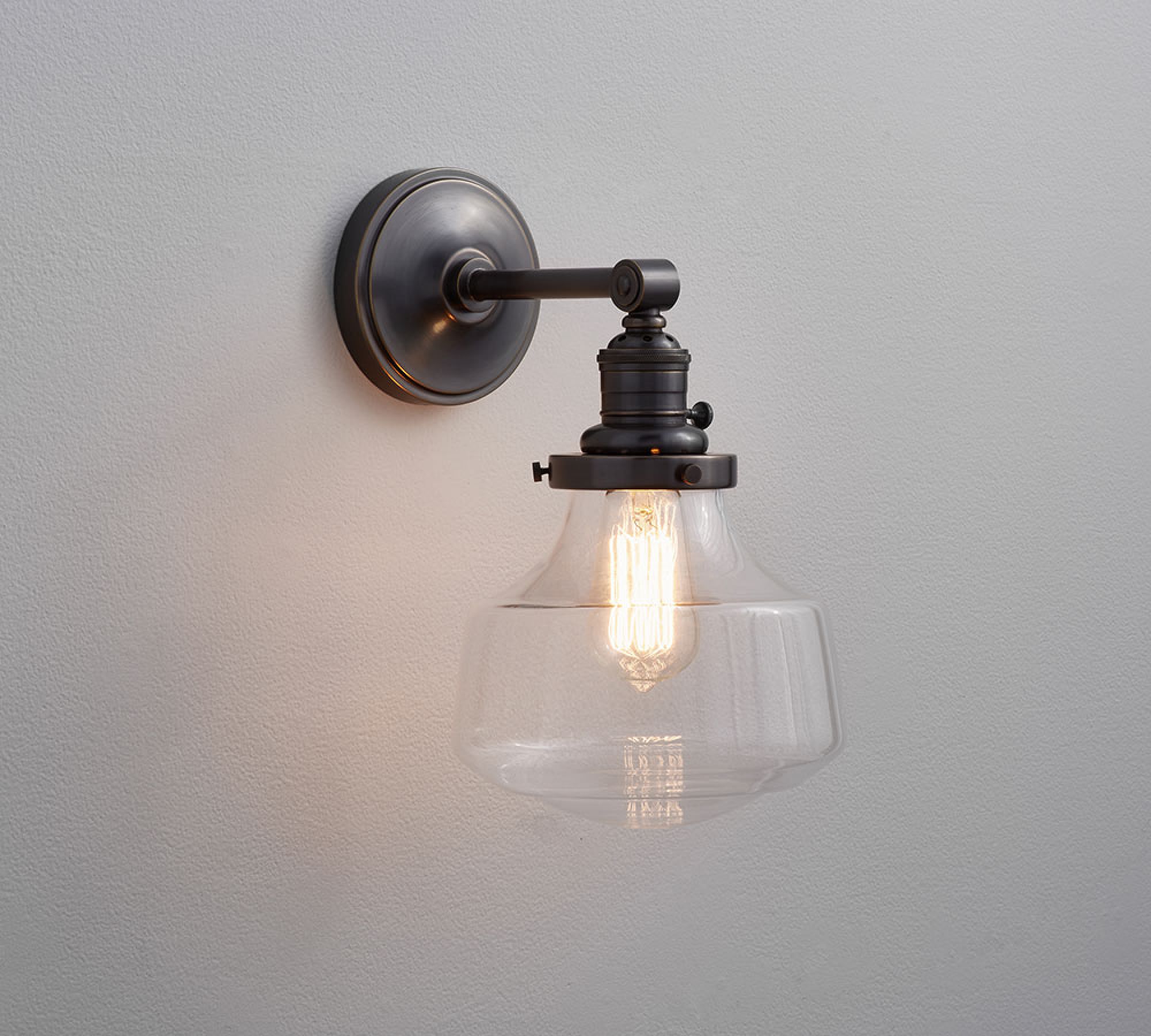 Schoolhouse Glass Straight Arm Sconce (13'')