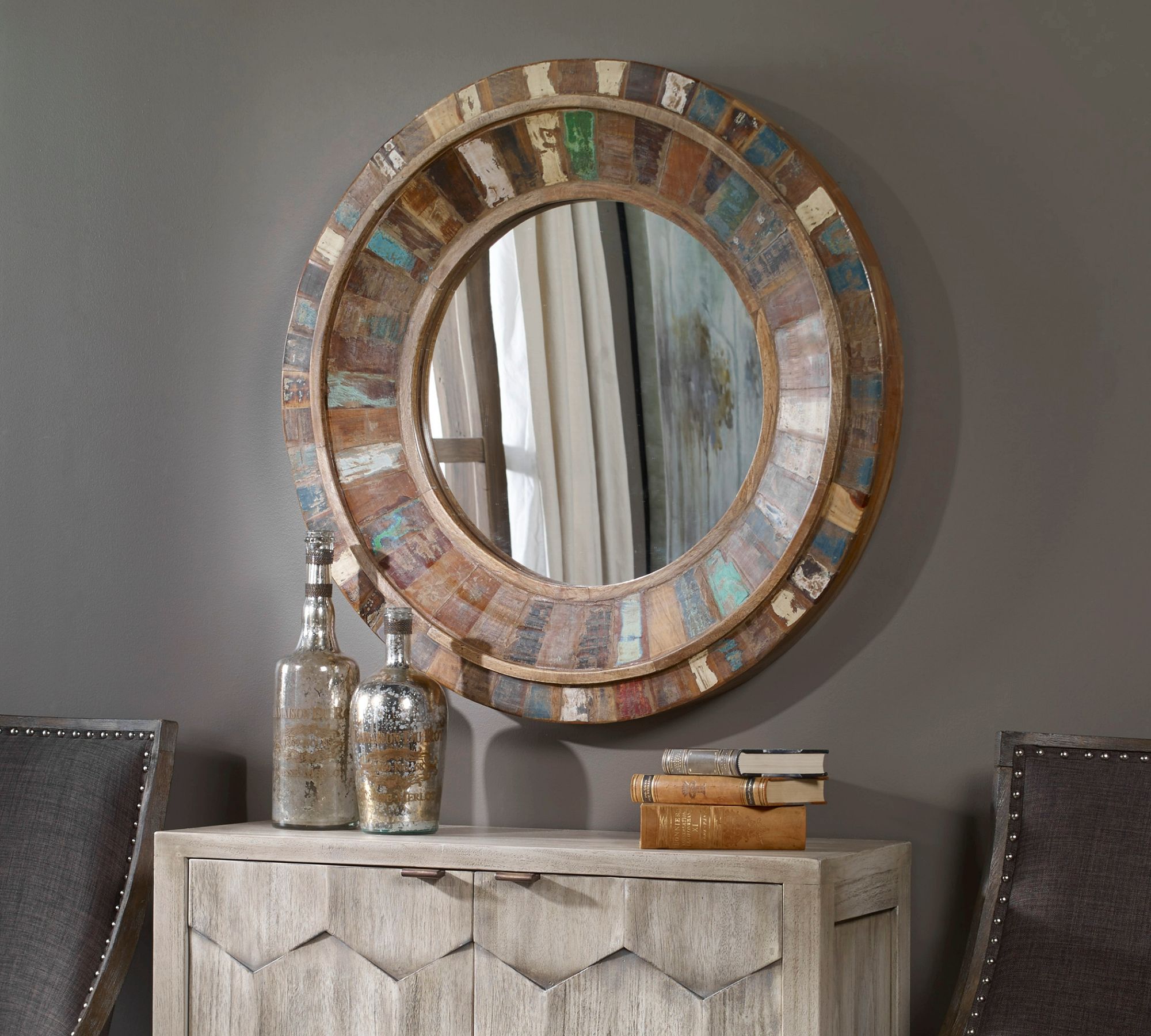 Sawyer Round Wood Mirror