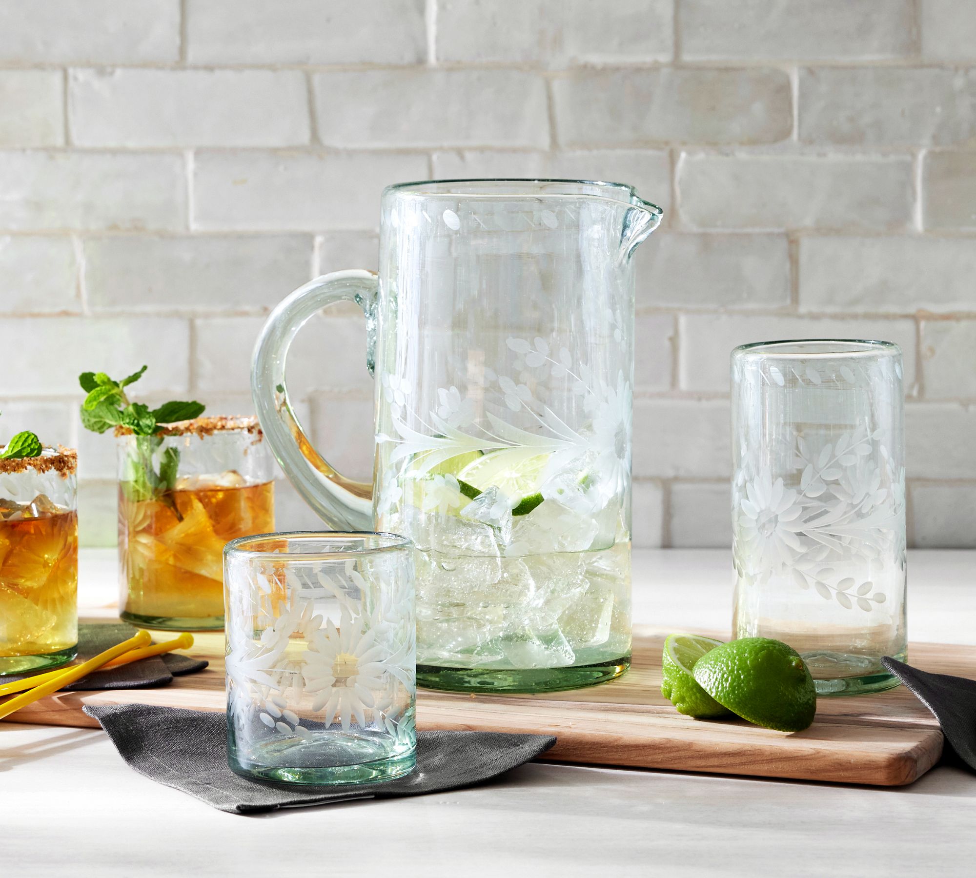 Etched Floral Glassware Collection