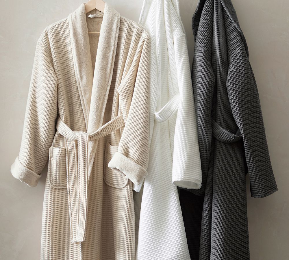 Waffle Weave Resort Robe - Large, Charcoal