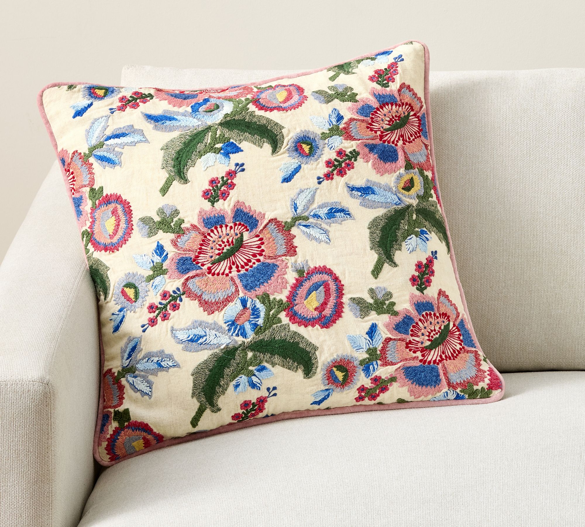 Maddie Floral Embroidered Pillow