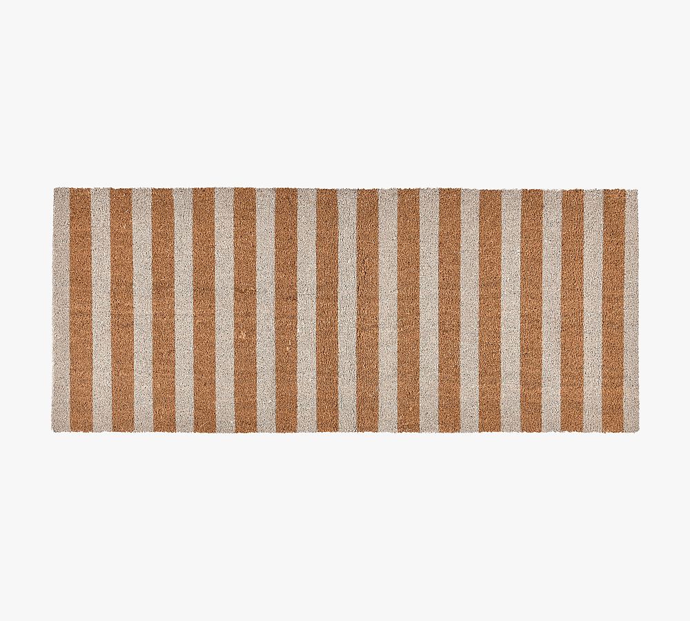 Ivory and Natural Striped Coir Doormat