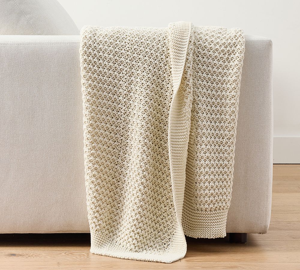 Ivory Coastline Knitted Throw