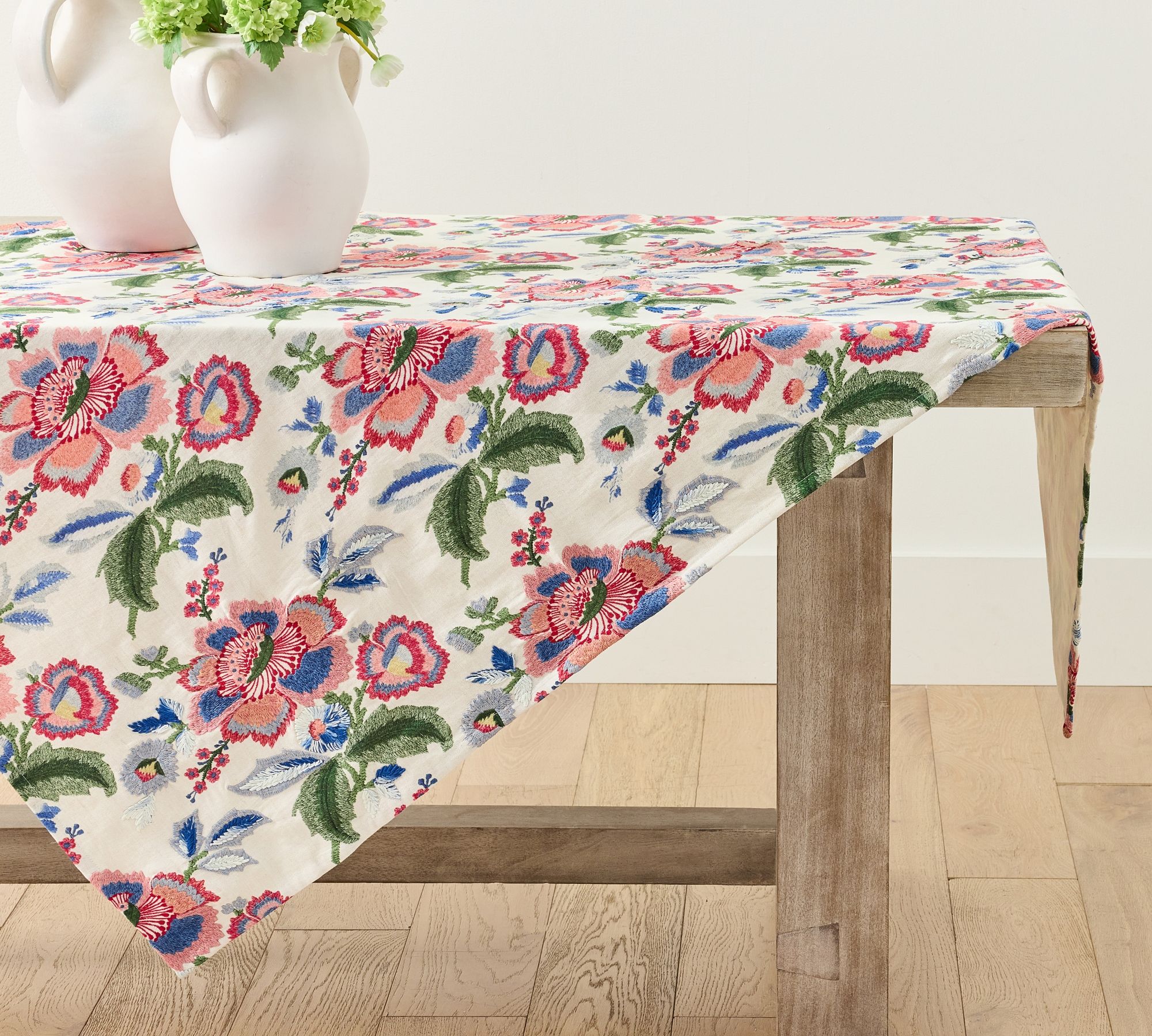 Maddie Oversized Embroiderd Floral Table Throw