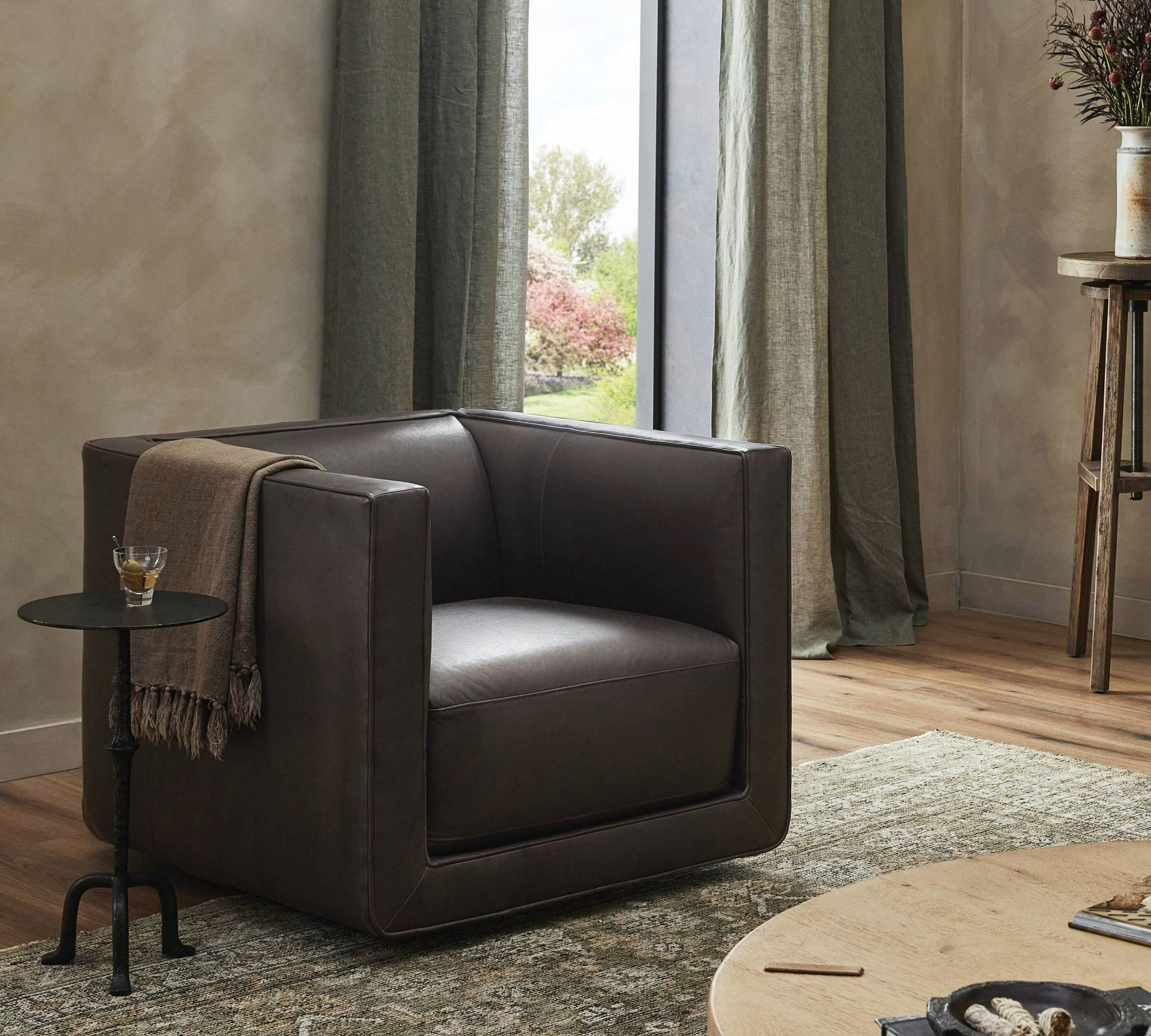 Canfield Leather Swivel Armchair