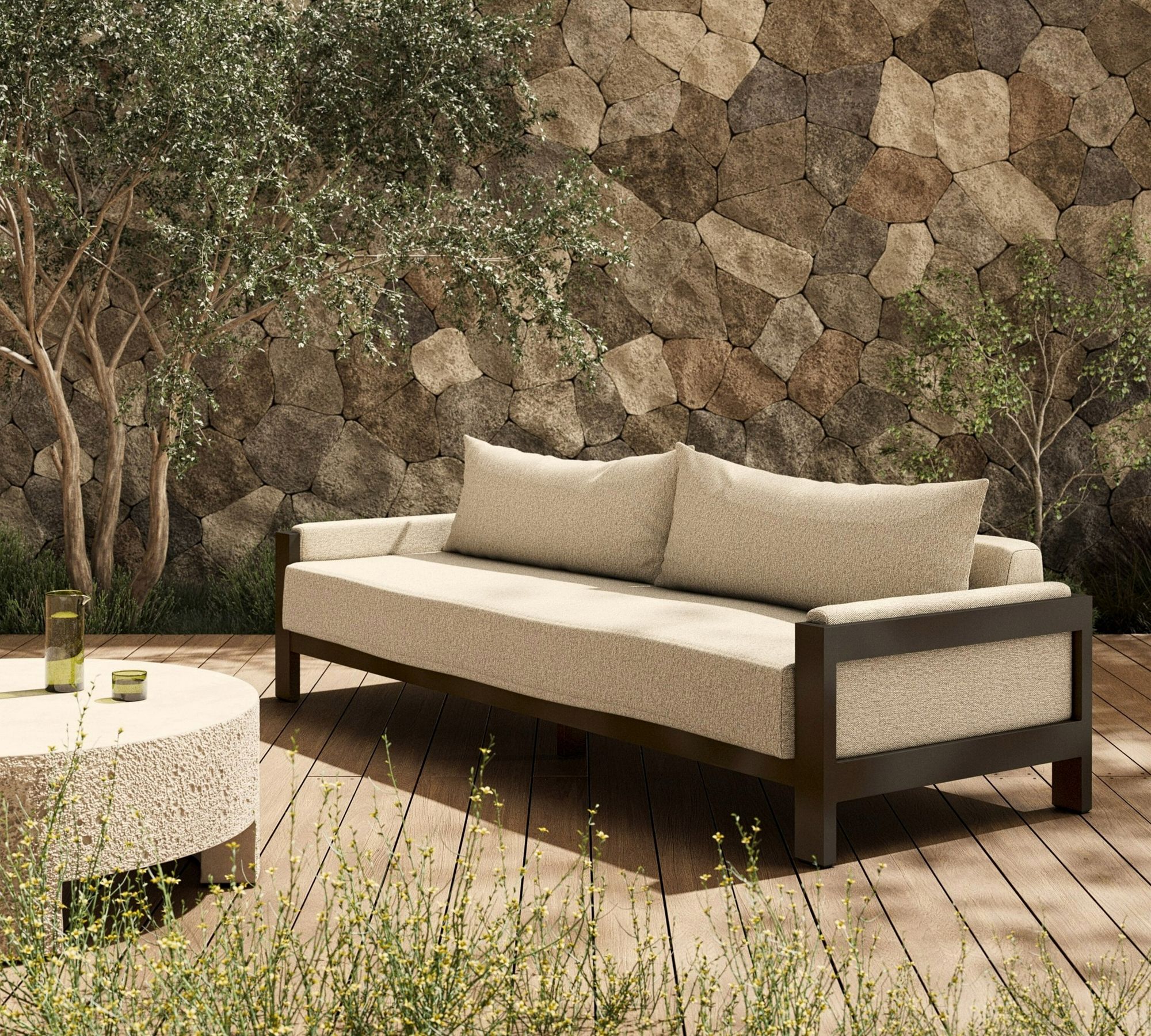 Dawn Metal Outdoor Sofa (106")