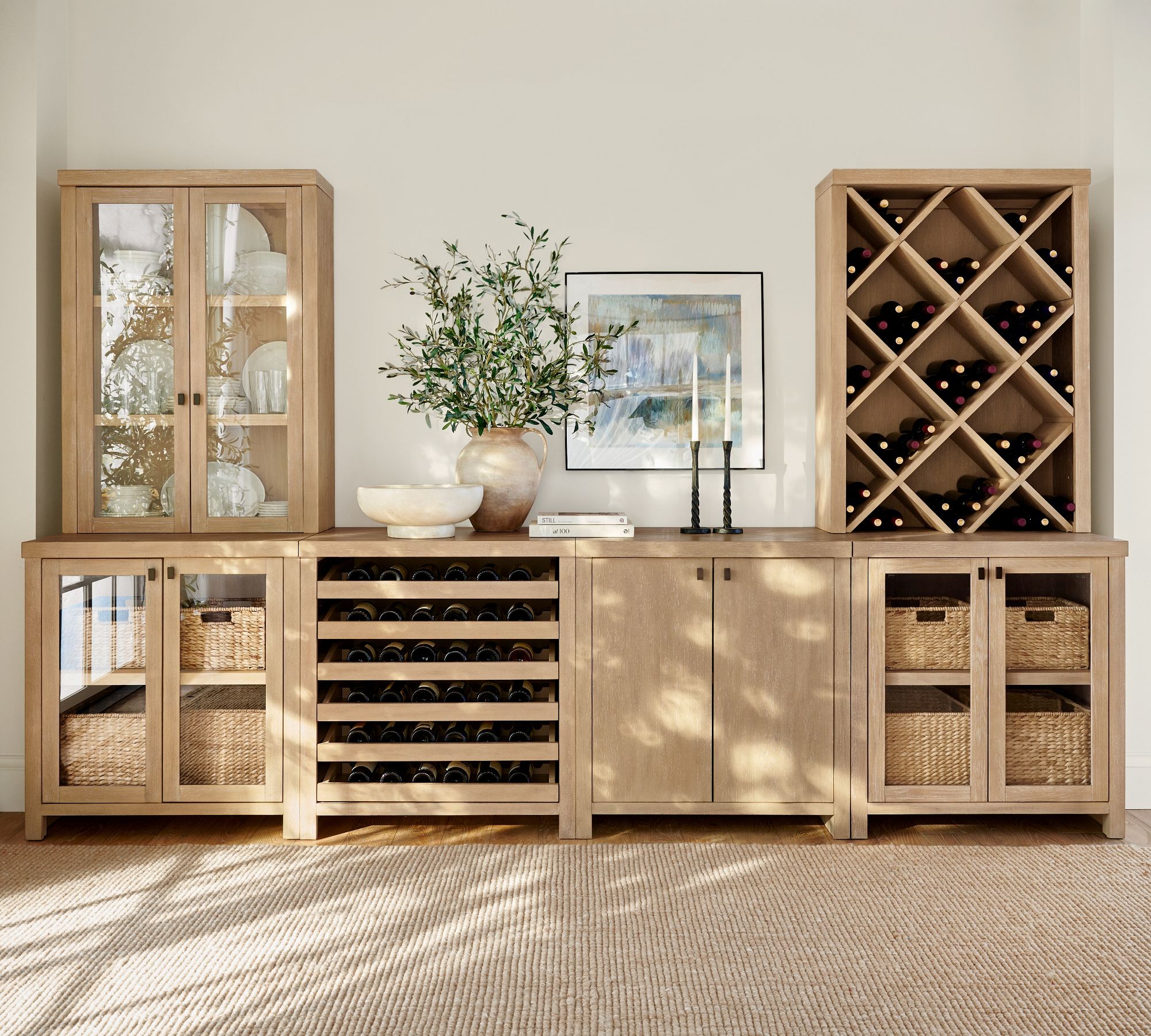 Modern Farmhouse Set with Wine Storage (136")