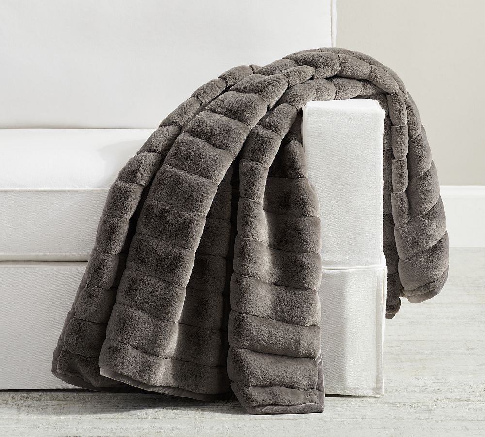 Faux Fur Channel Throw Pottery Barn