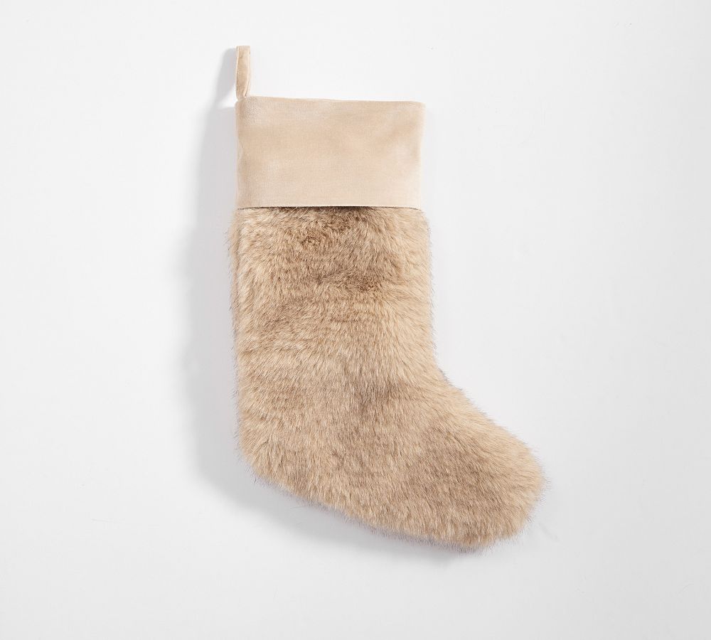 Mink Faux Fur Stocking - TAUPE