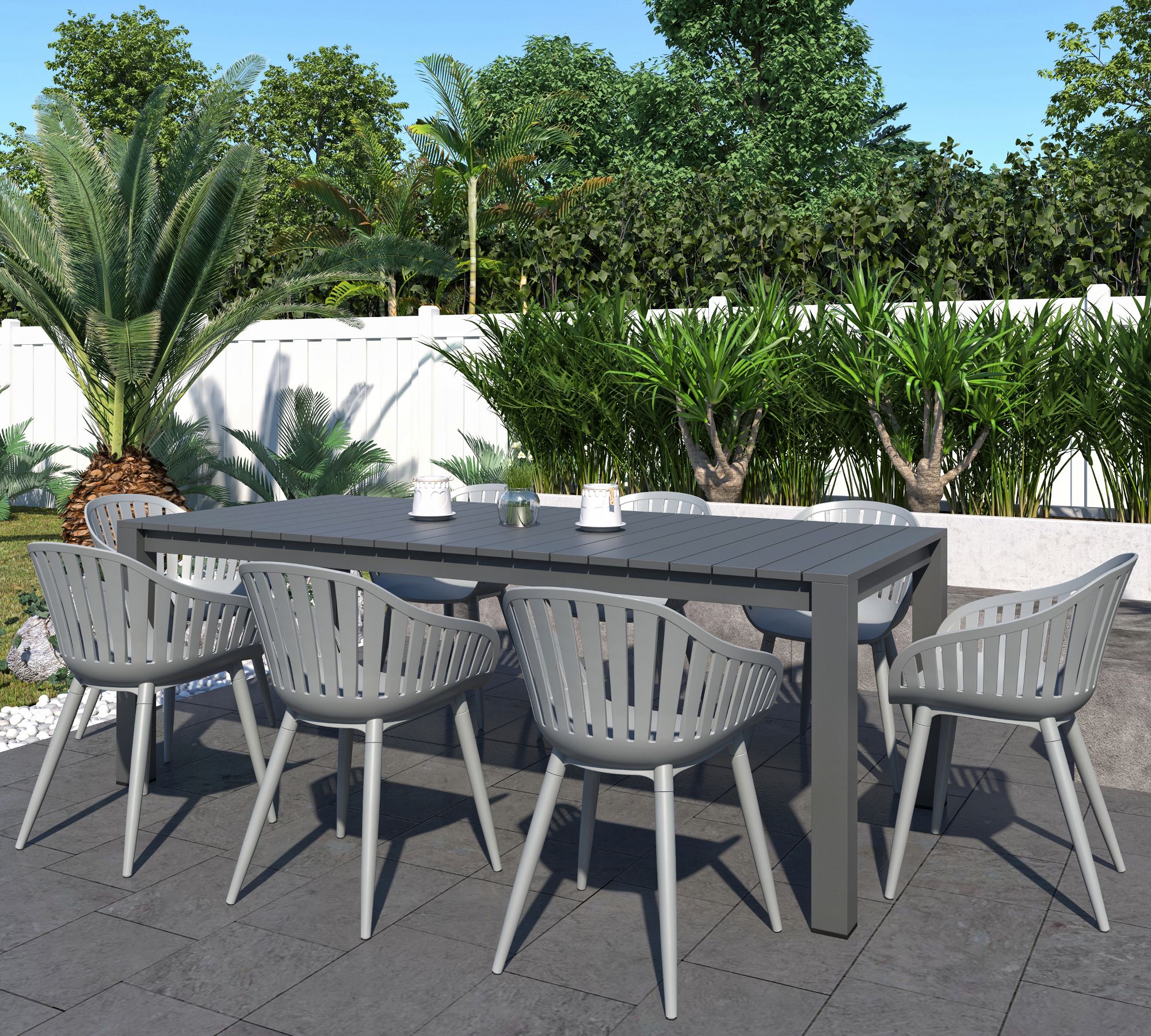 Cali Metal Dining Table with Sinclair Metal Dining Armchair Outdoor Dining Set