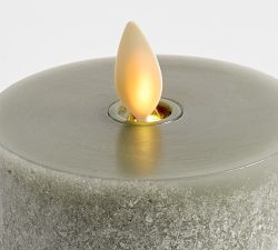 Premium Flickering Flameless Wax Pillar Candle - Salt Washed