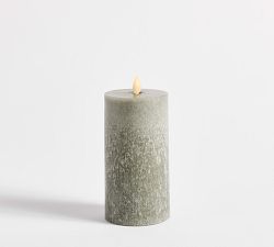 Premium Flickering Flameless Wax Pillar Candle - Salt Washed