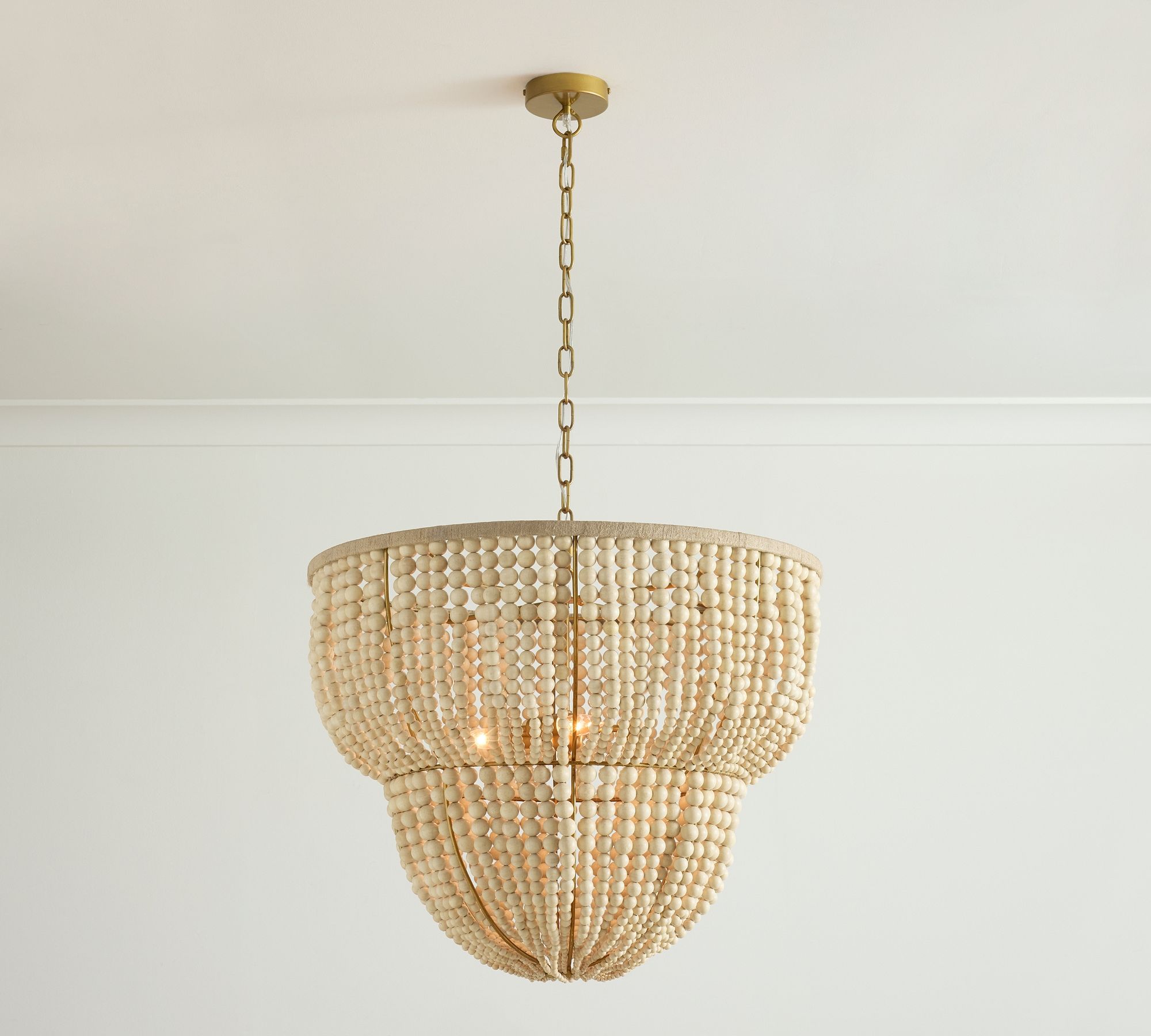 Bristol Wood Bead 2-Tier Chandelier