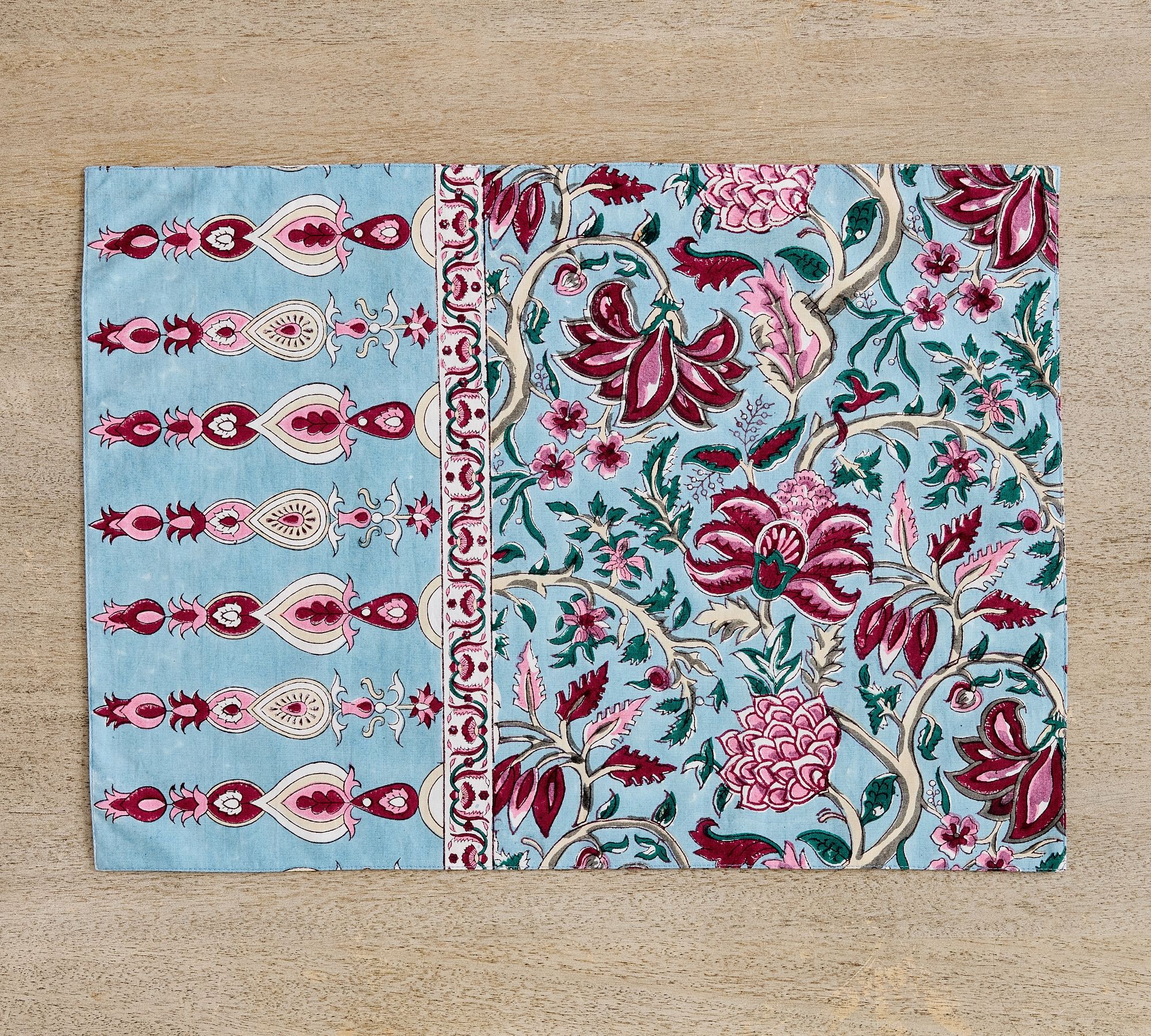 Shannon Block Print Reversible Cotton Placemats - Set of 4