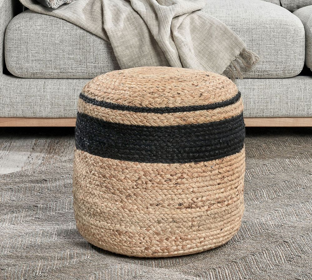 Sacha Handwoven Outdoor Jute Pouf Pottery Barn