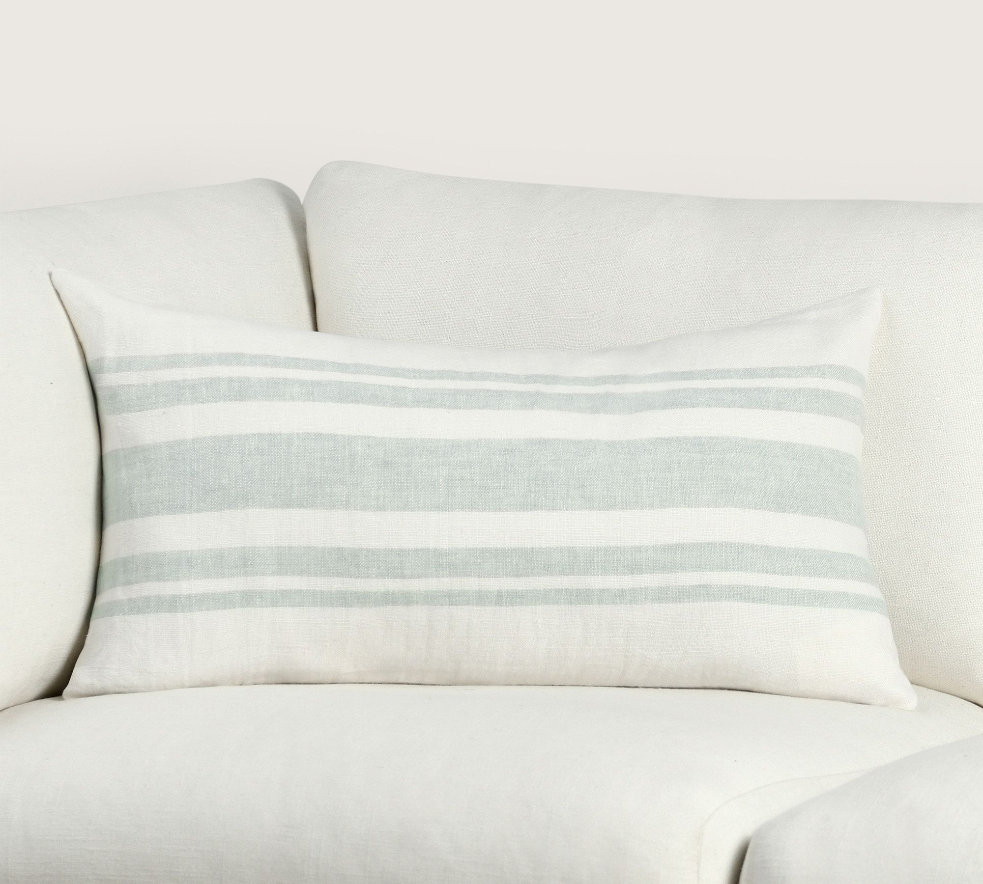 Sens Belgian Flax Linen Striped Lumbar Pillow