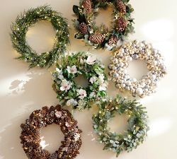 Lit Ornament Frosted Pine Wreath &amp; Garland