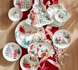 Christmas in the Country Stoneware Dinner Plates - Set of 4 | Pottery Barn