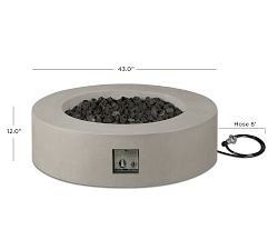 Abril Concrete Low Round Propane Fire Pit Table (43&quot;)