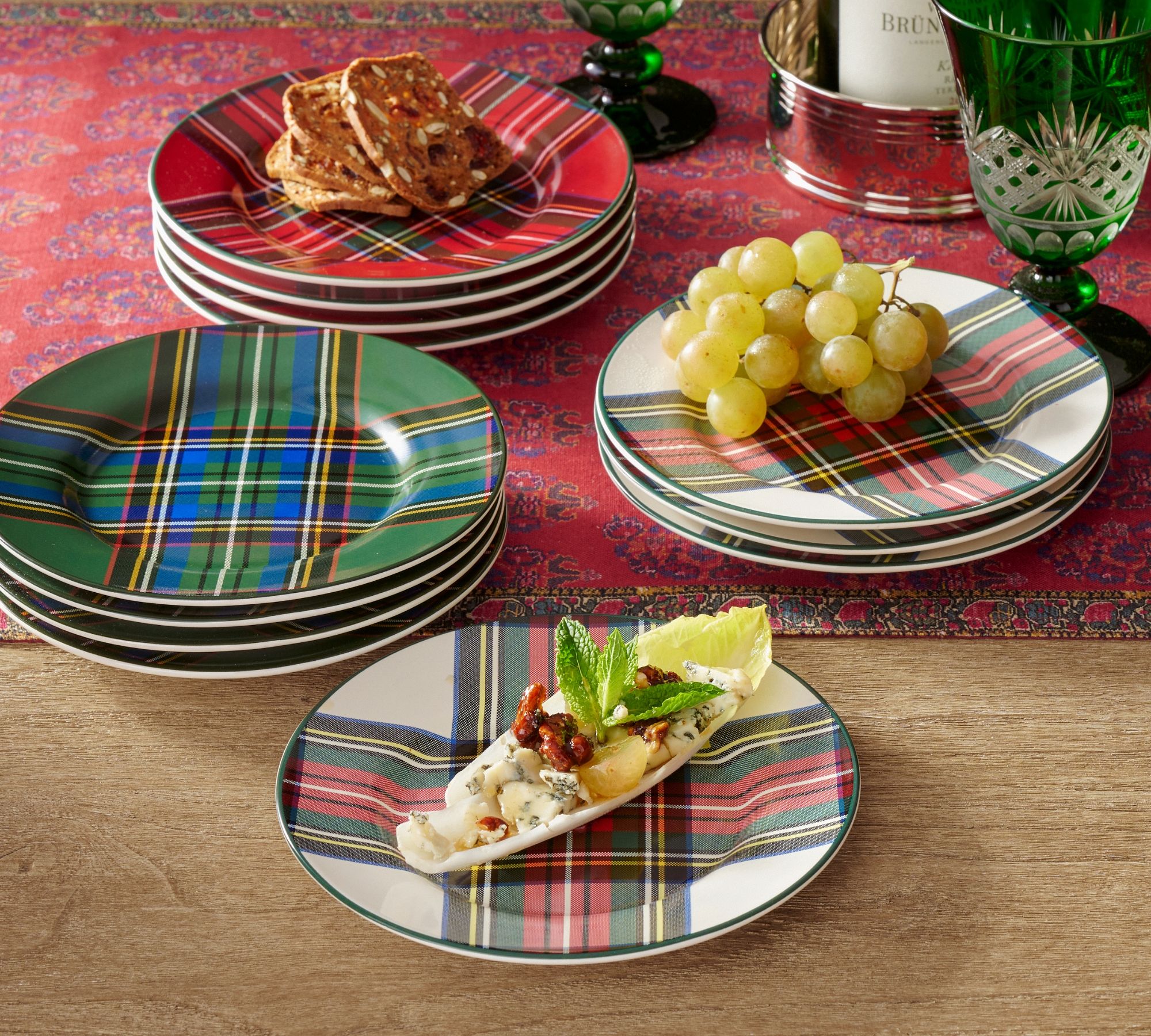 Stewart Plaid Appetizer Plates - Set of 12