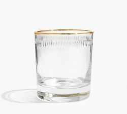 Etched Gold Rim Handcrafted Double Old Fashioned Glasses - Set of 4