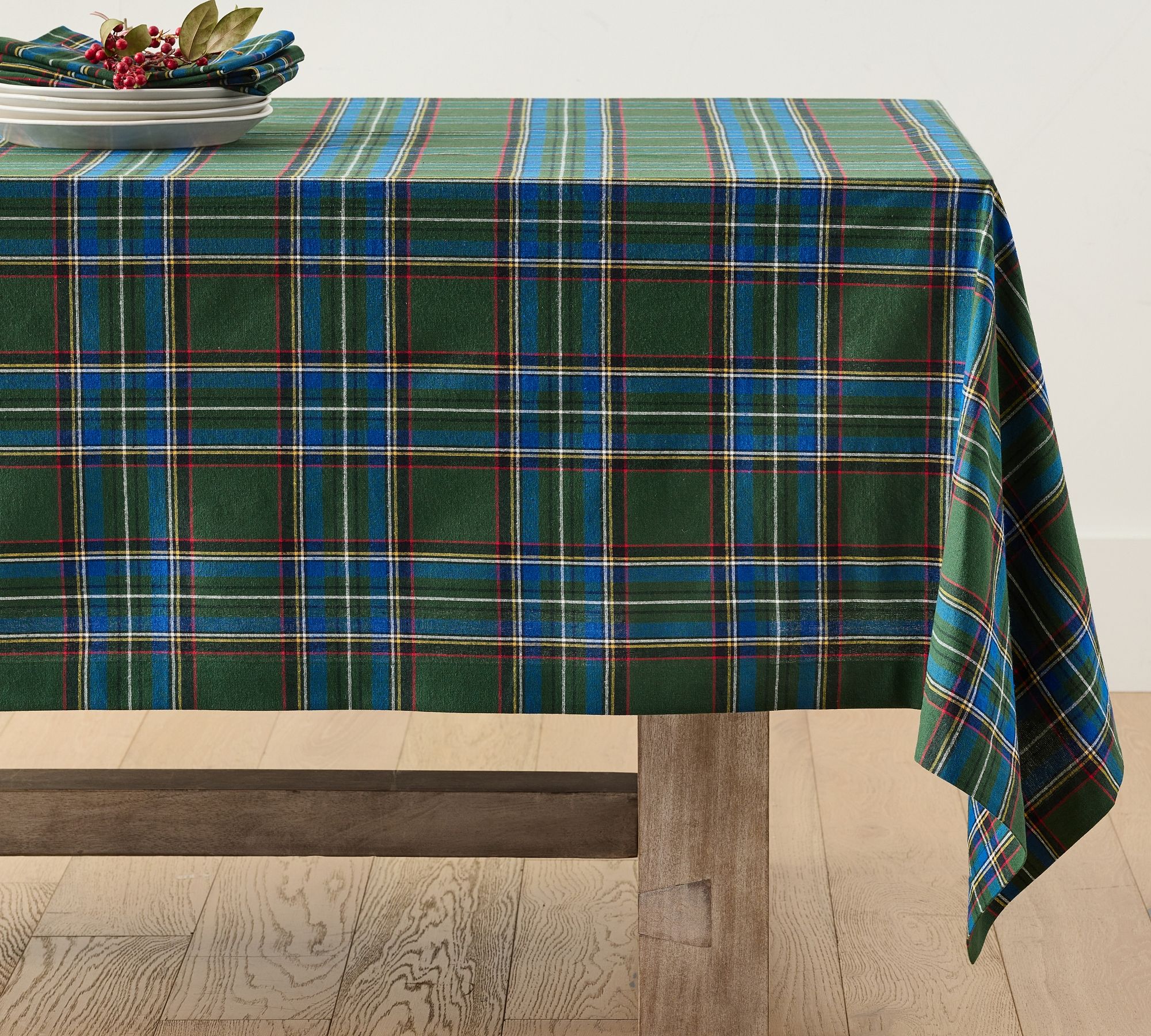 Stewart Plaid Cotton Rectangular Tablecloth