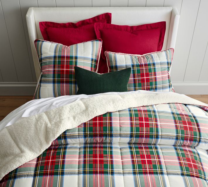 Discount Pottery Barn Stewart Tartan Plaid King Duvet Cover Holiday Christmas Cabin NWT