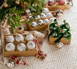 White &amp; Silver Glass Ball Ornaments - Set of 6