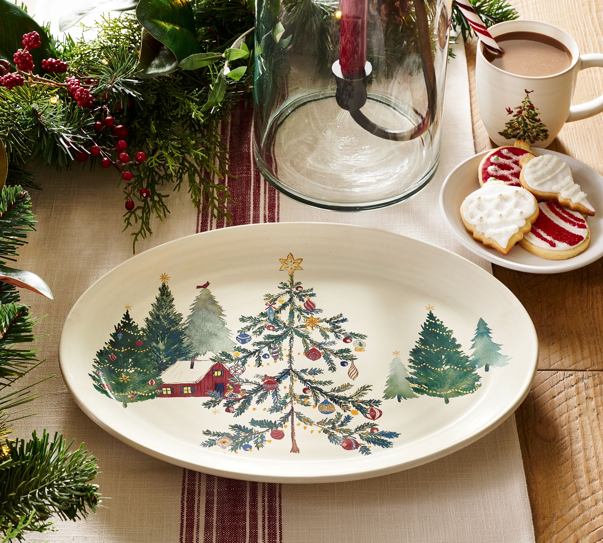 Christmas in the Country Oval Stoneware Serving Platter