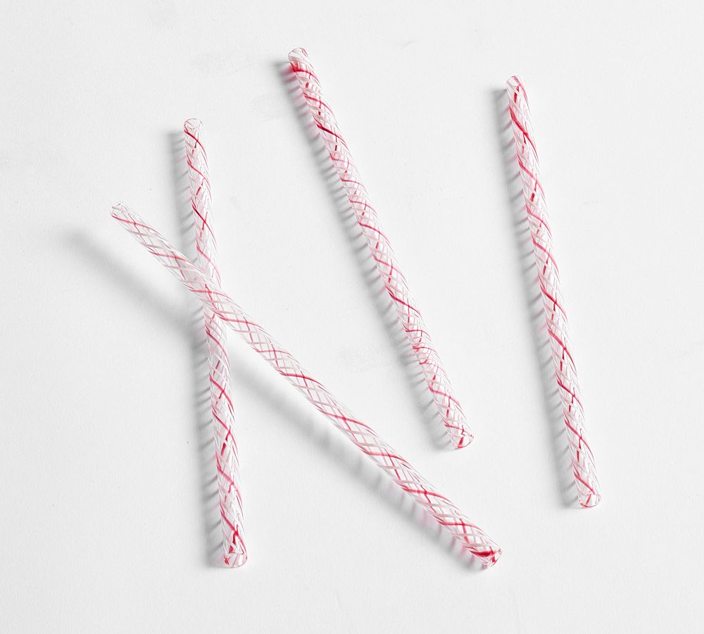 Peppermint Glass Straws Set of 4 Pottery Barn