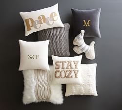 Stay Cozy Teddy Faux Fur Applique Pillow Cover