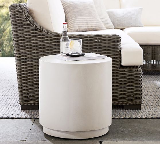 Pomona Concrete Round Outdoor Side Table White Speckle