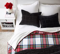 Stewart Plaid Cotton Sherpa Blanket